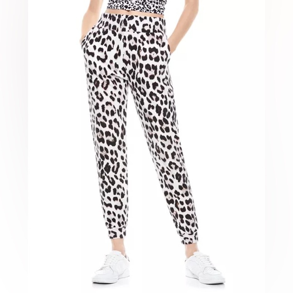 Alice + Olivia Black and White Leopard Print Joggers